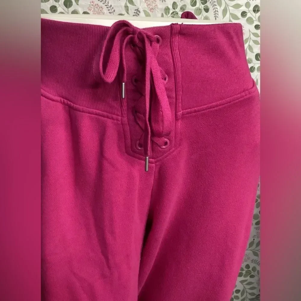 *RARE* Cool! Victorias Secret XL Hot Pink Corset-Style Tie Waist Sweatpants